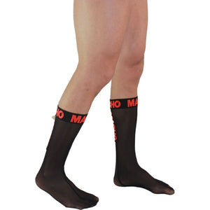 Macho - Meias Finas Tamanho Único Preto/Vermelho