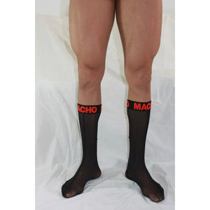 Macho - Meias Finas Tamanho Único Preto/Vermelho