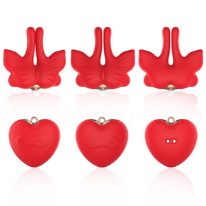 Armony - Grampos Magnéticos para Mamilos com Vibração Formato Borboleta Vermelho