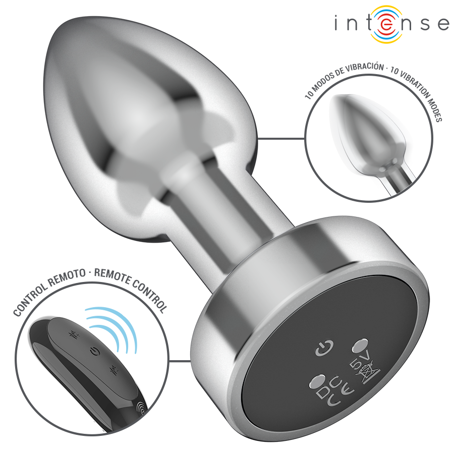 Intenso - Plug Anal 10 Vibraciones Metal Con Mando a Distancia S