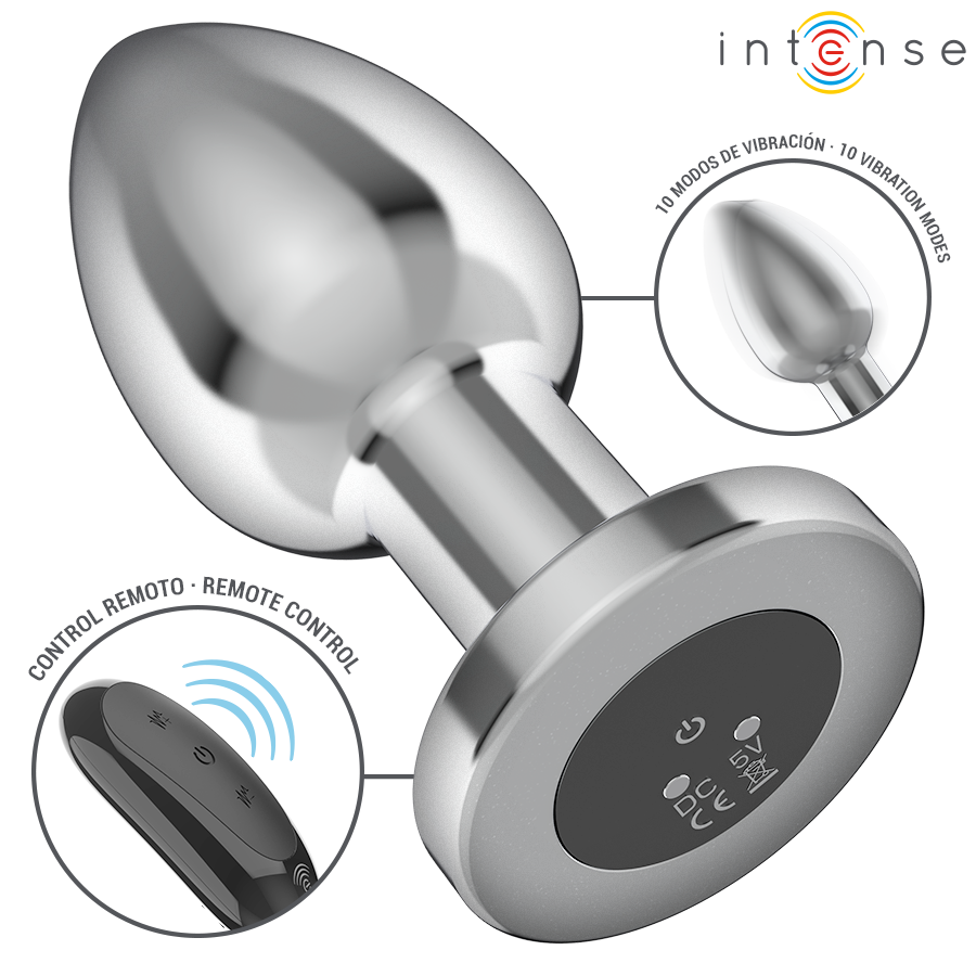 Intense -Plug Anal 10 Vibrações Metal Com Controle Remoto L