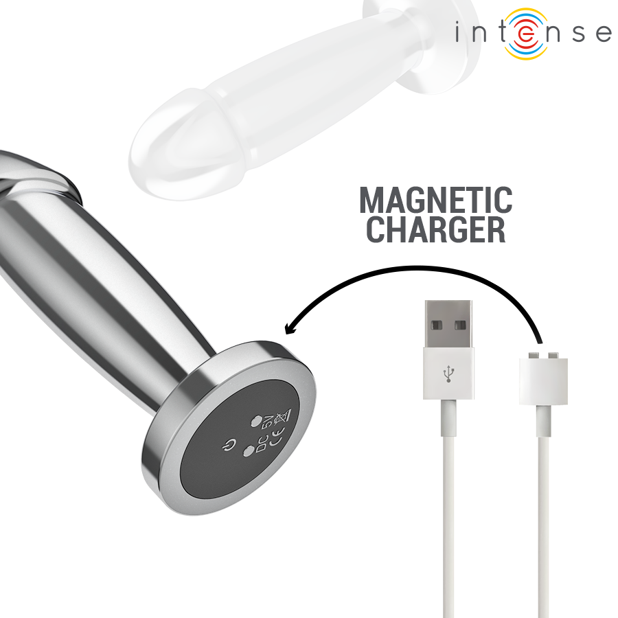 Intense -Plug Anal 10 Vibrações Dildo de Metal Com Controle Remoto S