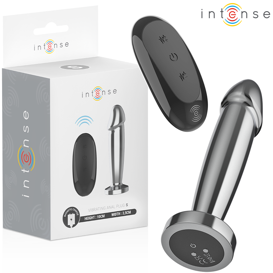 Intense -Plug Anal 10 Vibrações Dildo de Metal Com Controle Remoto S