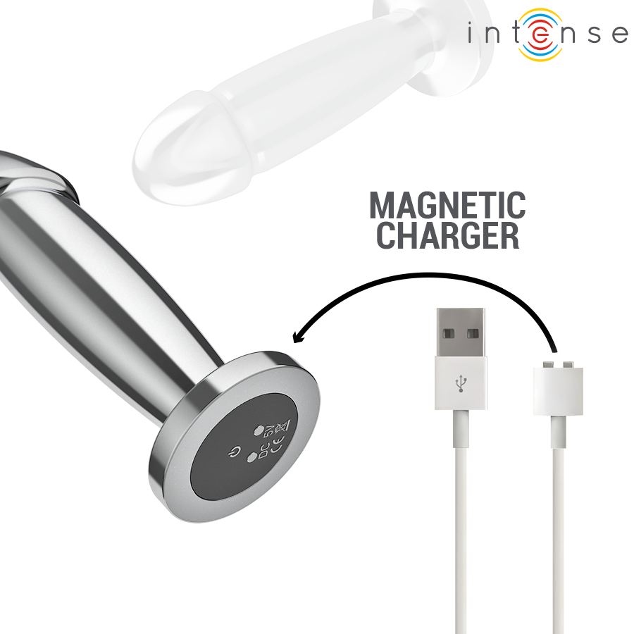 Intense -Plug Anal 10 Vibraciones Dildo de Metal Con Control Remoto M