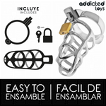 Addicted Toys Locked - Gaiola de Pênis com Trava de Prata Tamanho M