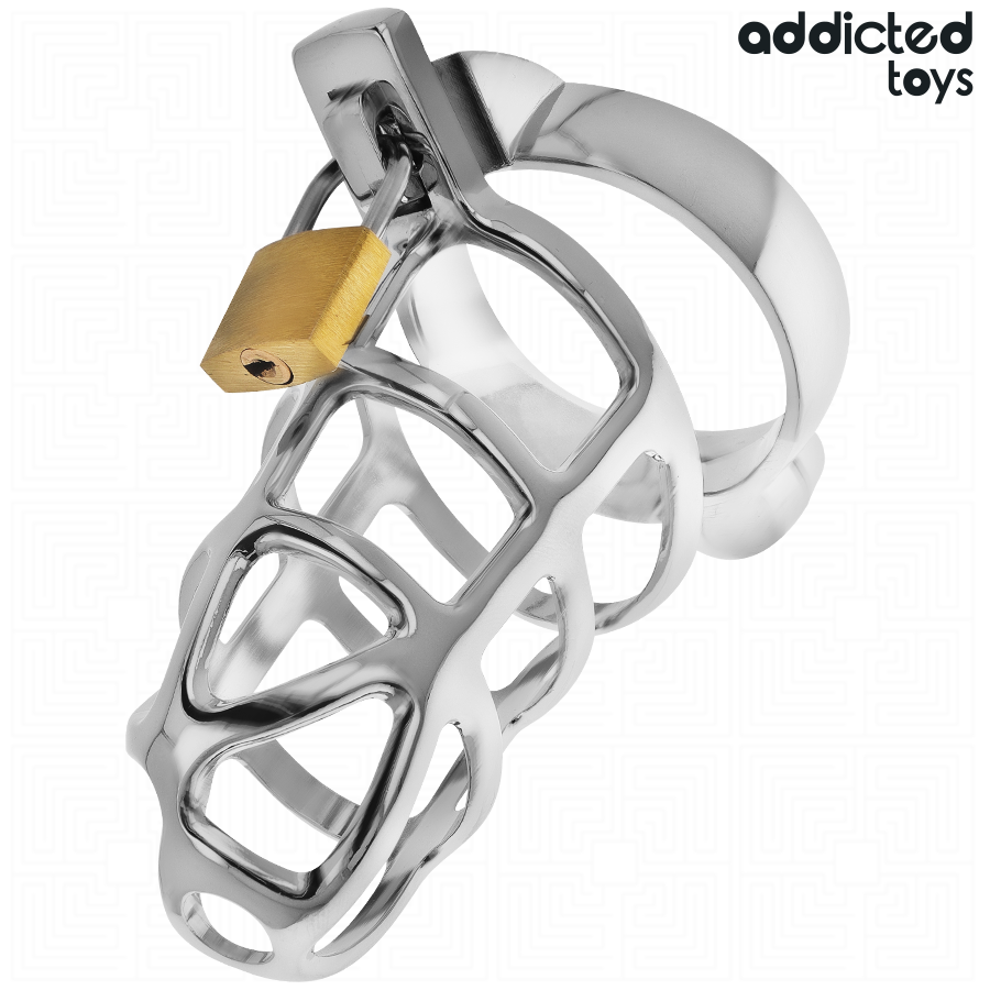Addicted Toys Locked - Gaiola de Pênis com Trava de Prata Tamanho M