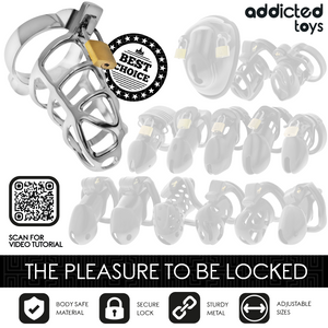 Addicted Toys Locked - Gaiola de Pênis com Trava de Prata Tamanho M