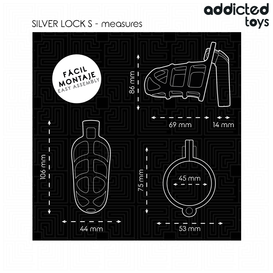 Addicted Toys Locked - Gaiola de Pénis de Metal Com Trava de Prata Tamanho S