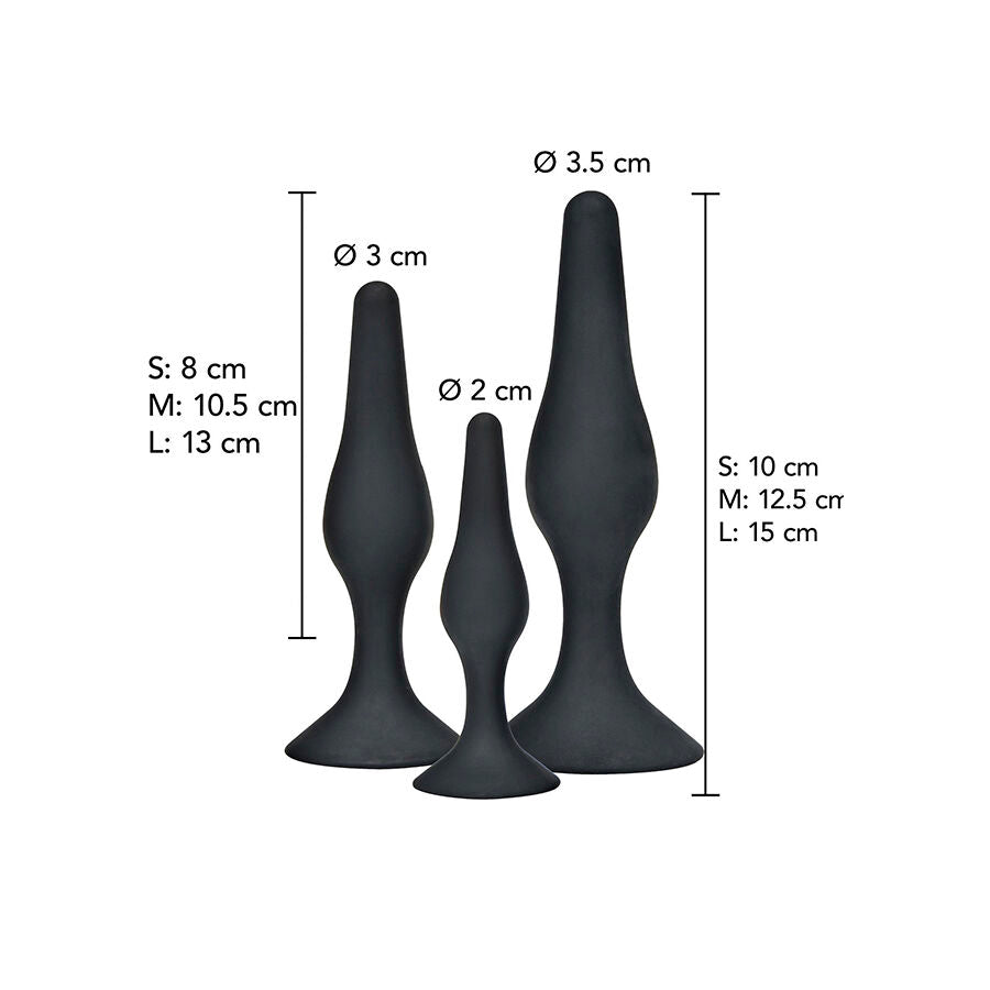 Toyjoy - Juegos Anales Curvy CompanionsPlug Anal 3 Piezas Negro