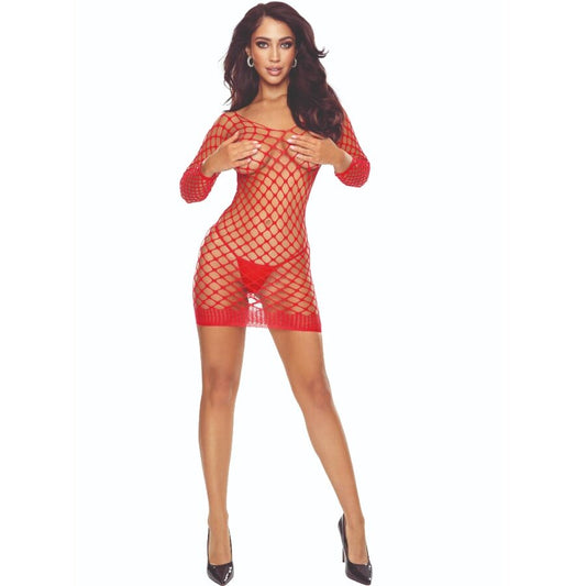 Passion - Bs108 Bodystocking Grid Vermelho