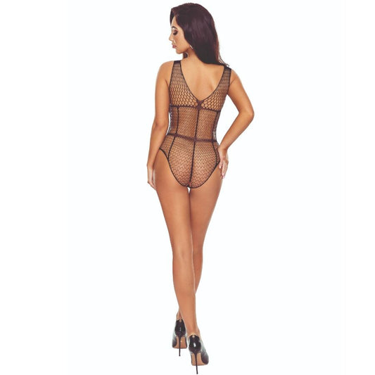 Passion - Bs114 Black Grid Bodystocking