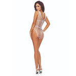 Passion - Bs114 Bodystocking de Grade Branca