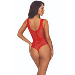 Passion - Bs115 Bodystocking Grid Vermelho
