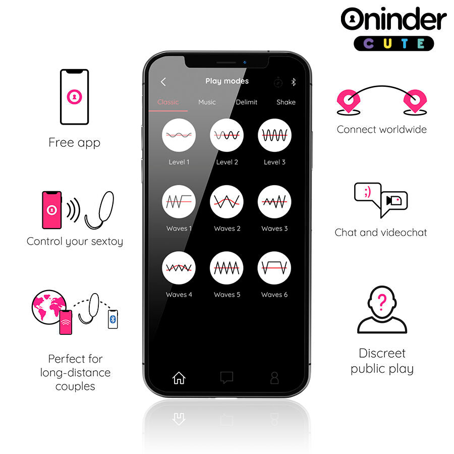 Oninder Cute - Ovo de Silicone Com Vibro-Ondas e Prazer de Amor - Aplicativo Mundial Gratuito