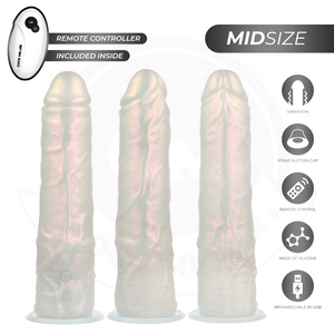 Cock Miller - Dildo com Ventosa, Luzes e Vibração com Controle Remoto Branco 20,5 cm