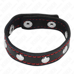 Kink - Anillo de Cuero para Pene con Cierre de Botón Forro Rojo 21 x 1,5 cm