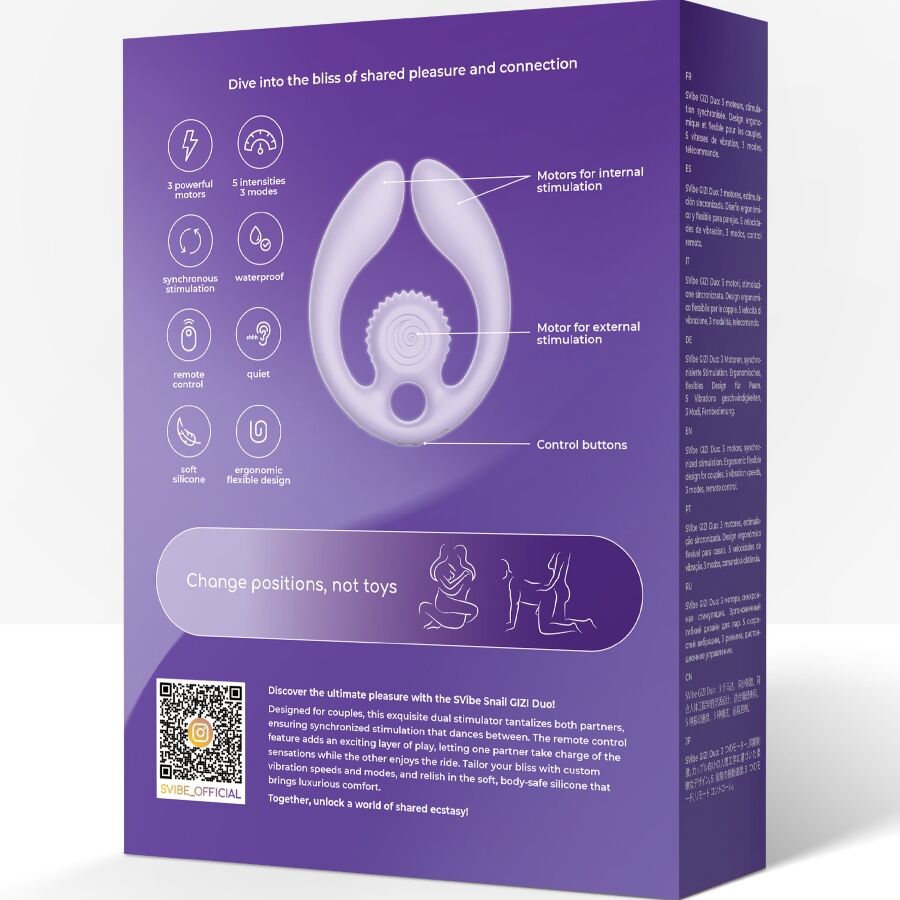 Snail Vibe - Gizi Duo Estimulador de Parejas con Control Remoto Lilas