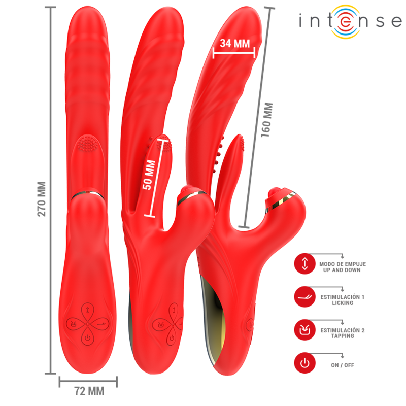Intense - Rosalia Vibrador Multifuncional 3 En 1 Rojo