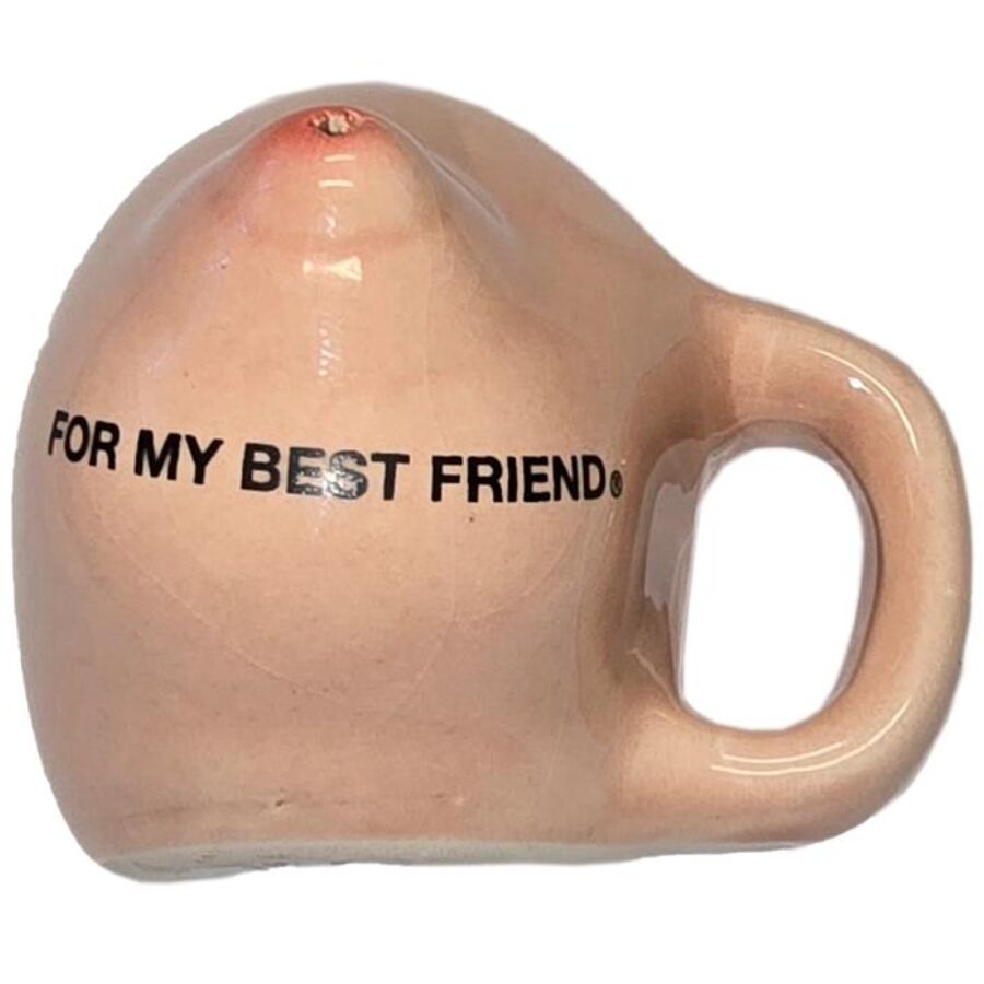 Diablo Picante – Imán de Seno en Taza de Cerámica "Para Mi Mejor Amiga"