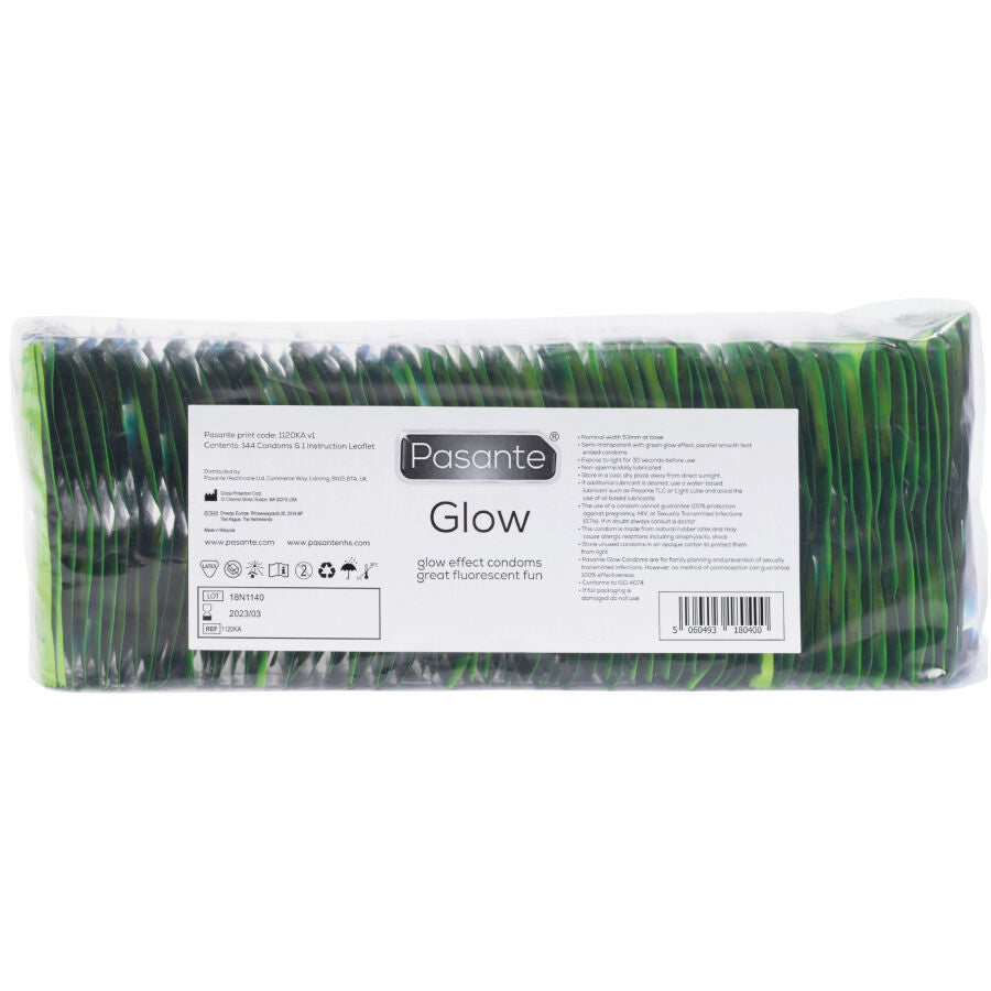 PASANTE - SACO DE PRESERVATIVOS GLOW 144 UNIDADES