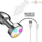 Intense -Plug Anal de Metal Vibrante con Luces Led y Control Remoto - Talla S