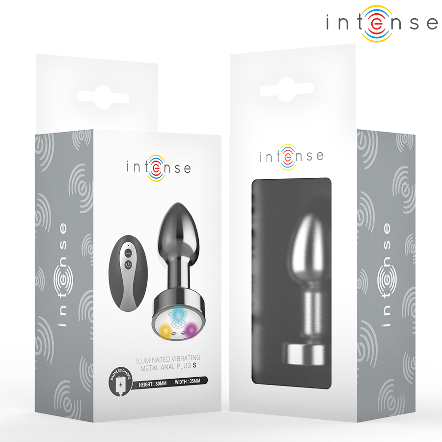 Intense -Plug Anal de Metal Vibrante con Luces Led y Control Remoto - Talla S