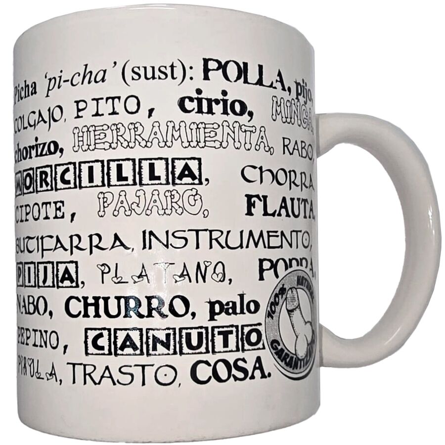 Diablo Picante - Caneca Branca Com Sinônimos de Pénis 370 ml