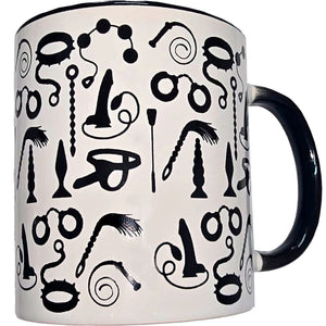 DIABLO PICANTE - CANECA BONDAGE BRANCA COM ALÇA PRETA 370 ML