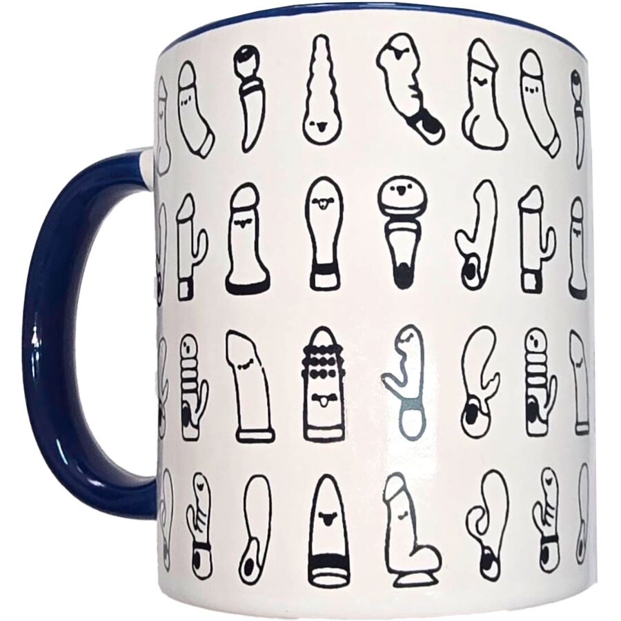 Diablo Picante - Caneca Vibradora Branca com Alça Azul 370 ml