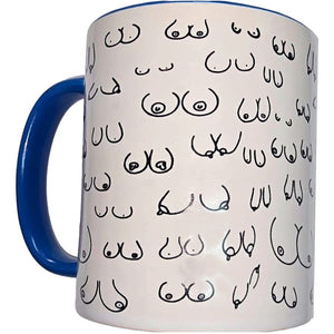 Diablo Picante - Caneca Peitos Brancos com Alça Azul 370 ml