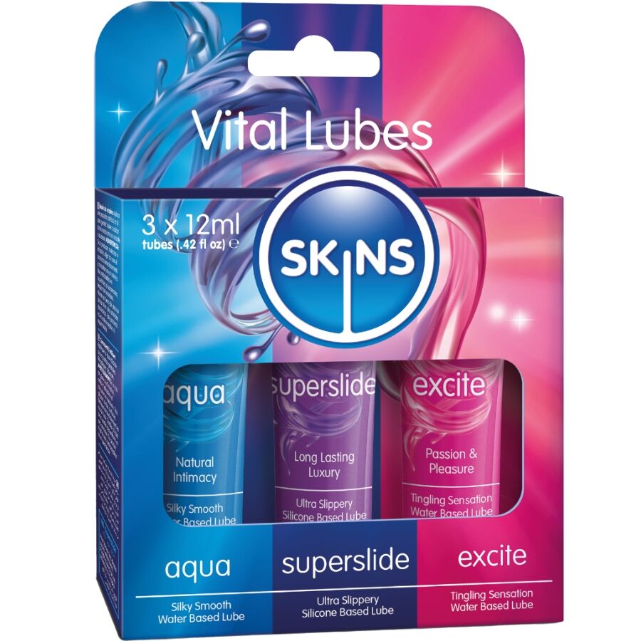 Skins - Kit de lubricantes Vital Aqua, Superslide y Excite 3 x 12 ml