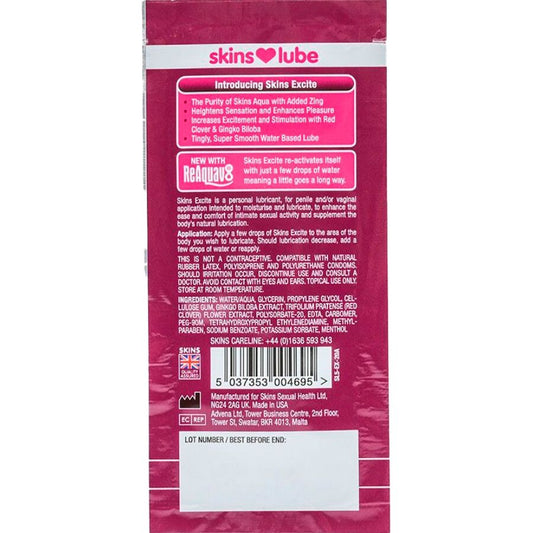 Skins - Excite Lubrificante à Base de Água Dose Única 5 ml