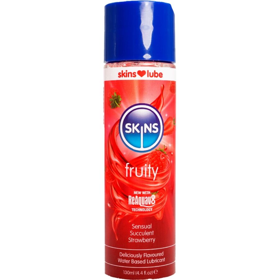 Skins - Lubricante con Base de Agua y Sabor Afrutado a Fresa 130 ml