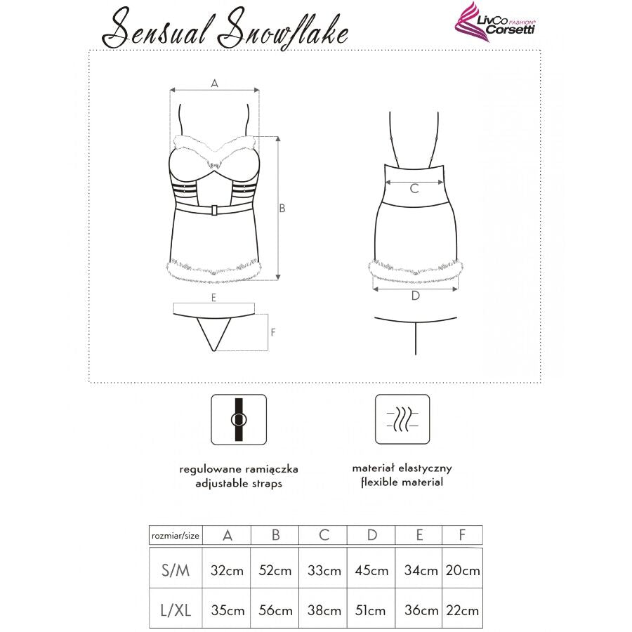 Livco Corsetti Fashion - Sensual Snowflake Lc 90603 Camisola de Natal + cuecas Fio Dental + Faixa de Cabelo S/M