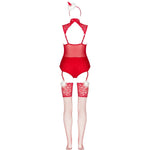 Livco Corsetti Fashion - Limpid Snowflakes Lc 90604 Body + Meias + Tiara de Natal Tamanho S/M