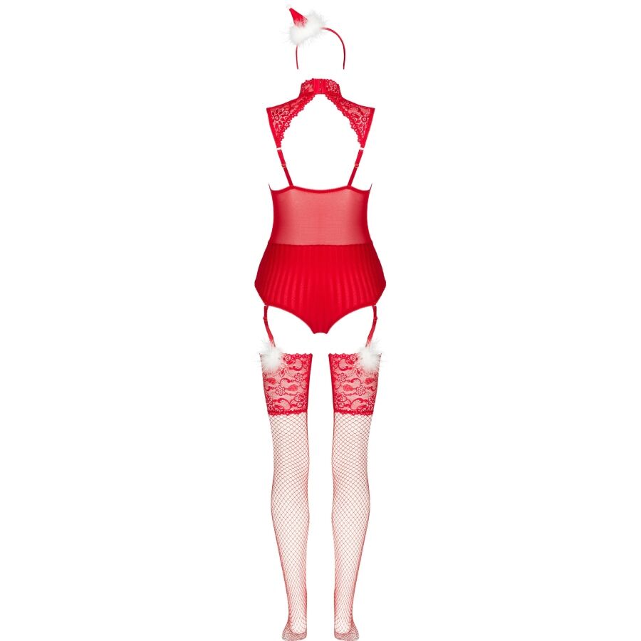 Livco Corsetti Fashion - Limpid Snowflakes Lc 90604 Body + Meias + Tiara de Natal Tamanho S/M