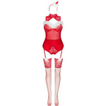 Livco Corsetti Fashion - Limpid Snowflakes Lc 90604 Body + Meias + Tiara de Natal Tamanho S/M
