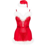 Livco Corsetti Fashion - Agethe Lc 90607 Camisón + braguitas Tanga + Gorro de Navidad Talla L/XL
