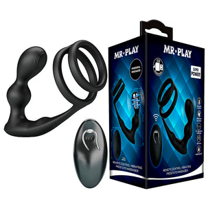 MR PLAY - PLUG ANAL VIBRATÓRIO COM ANEL PENIANO E CONTROLE REMOTO