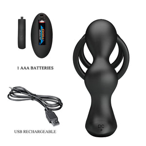 MR PLAY - PLUG ANAL VIBRATÓRIO COM ANEL PENIANO E CONTROLE REMOTO