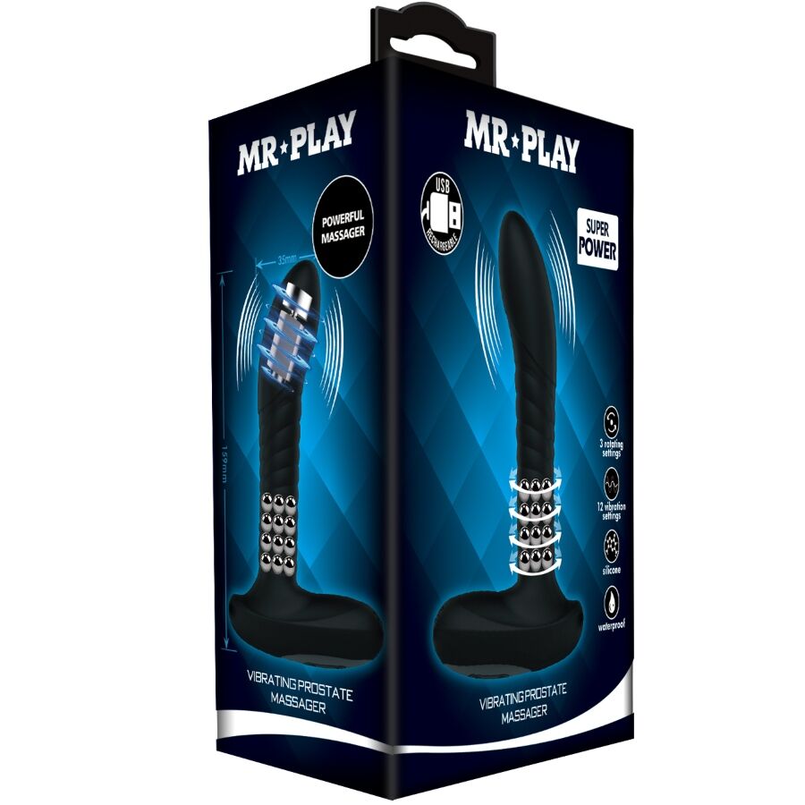 MR PLAY - MASSAGEADOR DE PRÓSTATA COM ROTAÇÃO E VIBRAÇÃO