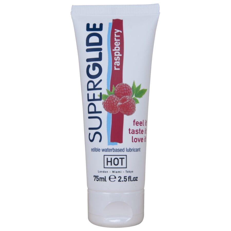 Hot - Superglide Lubrificante Comestível à Base de Água com Sabor Framboesa 75 ml