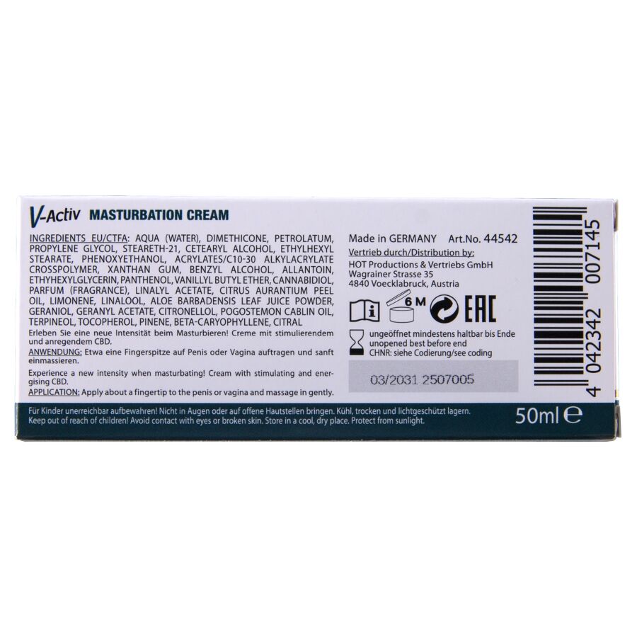 HOT - CREME PARA MASTURBAÇÃO COM CBD - UNISSEX 100ML