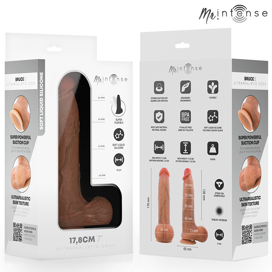 MR INTENSE - BRUCE S DILDO DE SILICONE COM TESTÍCULOS 17,8 CM -Ø- 4 CM