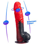 SILEXD - DEVIL DILDO FANTASIA DE SILICONE LÍQUIDO TERMOREATIVO VERMELHO E PRETO 20,3 CM