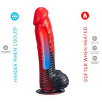 SILEXD - DEVIL DILDO FANTASIA DE SILICONE LÍQUIDO TERMOREATIVO VERMELHO E PRETO 20,3 CM