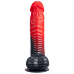 SILEXD - DEVIL DILDO FANTASIA DE SILICONE LÍQUIDO TERMOREATIVO VERMELHO E PRETO 20,3 CM