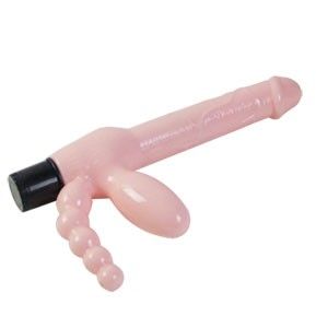 Arnês sin correas TPR con vibración y estimulación anal 25.4 cm