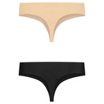 Bye-Bra - Invisible Thong 2 Pack Beige & Black Size L