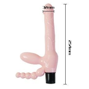 Arnês sin correas TPR con vibración y estimulación anal 25.4 cm